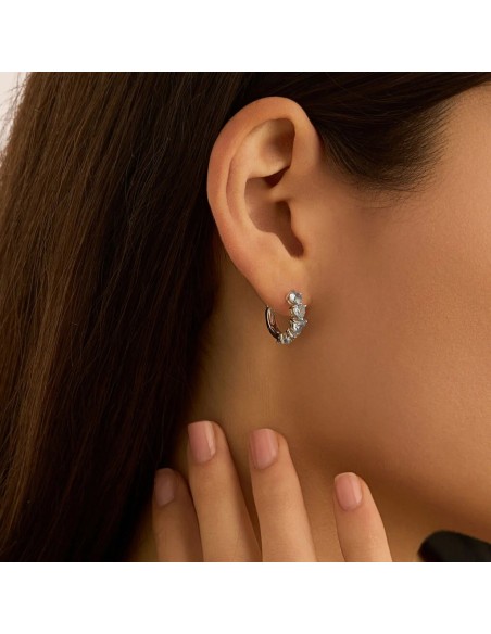 Orecchini A Cerchio Silver Rainbow Argento Rodiato Cubic Zirconia