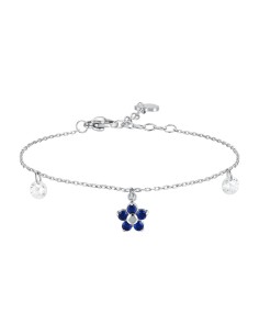 BRACCIALE DONNA IN ACCIAIO CON PENDENTE FIORE E PETALI ZIRCONE BLU