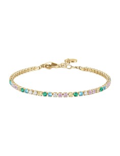 BRACCIALE TENNIS DONNA IN ACCIAIO COLORE ORO CON ZIRCONI MULTICOLOR