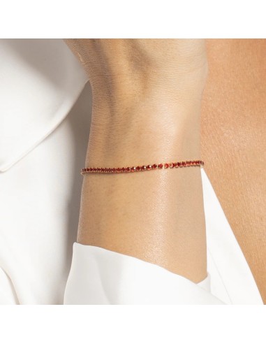 BRACCIALE TENNIS DONNA IN ACCIAIO COLORE ORO CON ZIRCONI ROSSI