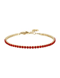 BRACCIALE TENNIS DONNA IN ACCIAIO COLORE ORO CON ZIRCONI ROSSI 2