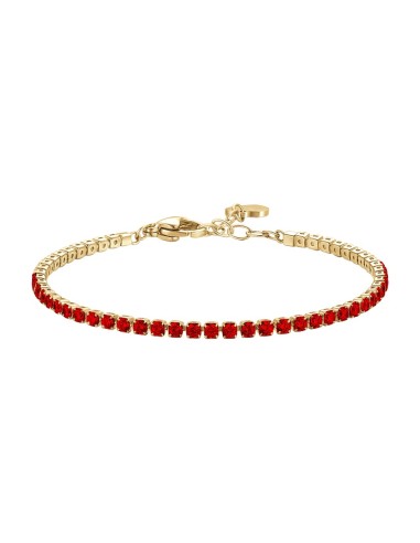 BRACCIALE TENNIS DONNA IN ACCIAIO COLORE ORO CON ZIRCONI ROSSI