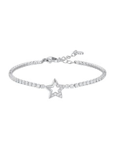 BRACCIALE TENNIS DONNA IN ACCIAIO CON STELLA E PUNTI LUCE CON ZIRCONI BIANCHI