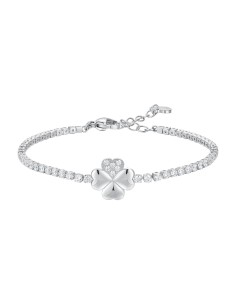 BRACCIALE TENNIS DONNA IN ACCIAIO CON QUADRIFOGLIO E PUNTI LUCE ZIRCONE BIANCO 2