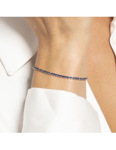 BRACCIALE TENNIS DONNA IN ACCIAIO COLORE ORO CON ZIRCONI BLU