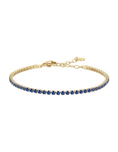 BRACCIALE TENNIS DONNA IN ACCIAIO COLORE ORO CON ZIRCONI BLU 2