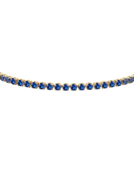 BRACCIALE TENNIS DONNA IN ACCIAIO COLORE ORO CON ZIRCONI BLU