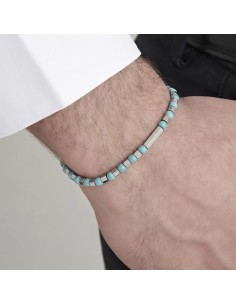 BRACCIALE UOMO IN ACCIAIO CON PIETRE TURCHESI 2