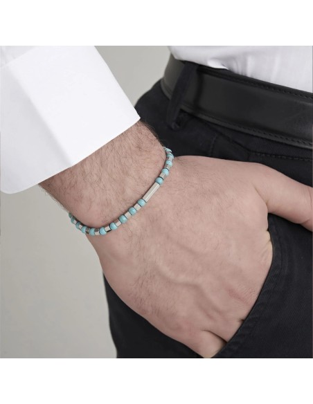 BRACCIALE UOMO IN ACCIAIO CON PIETRE TURCHESI