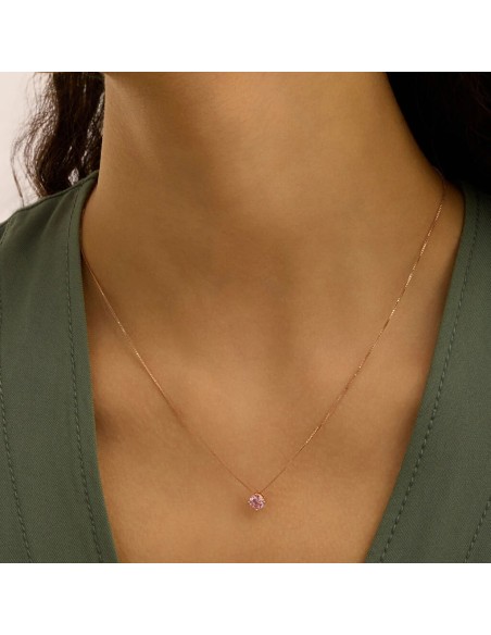 Collana Punto Luce Silver Rainbow Argento Rosa Cubic Zirconia