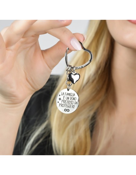 PORTACHIAVI DONNA IN ACCIAIO LA FAMIGLIA E' UN DONO PREZIOSO DA PROTEGGERE