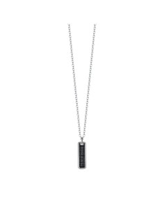 COLLANA UOMO IN ACCIAIO CON ELEMENTO CON CRISTALLI NERI