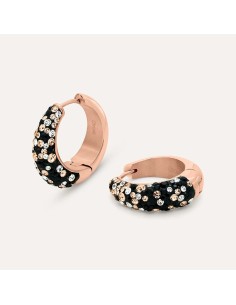 Orecchini A Cerchio Aura Acciaio Rosa Cristallo