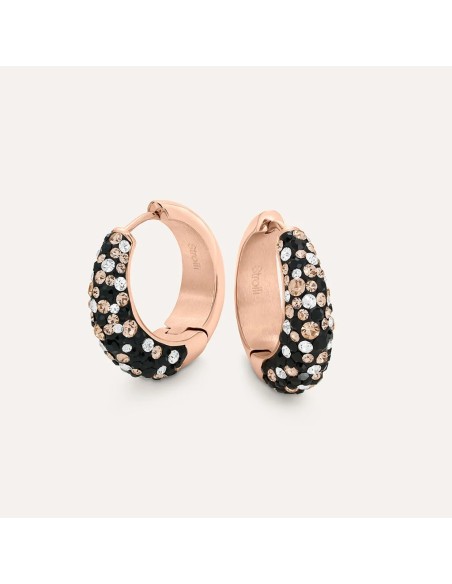 Orecchini A Cerchio Aura Acciaio Rosa Cristallo