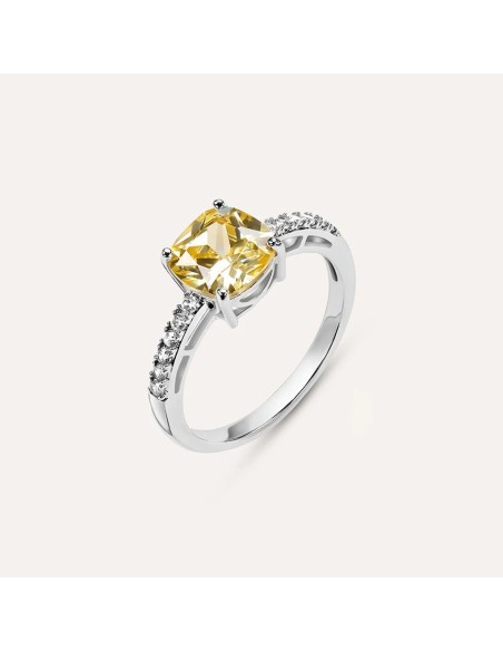 Anello Solitario Silver Rainbow Argento Rodiato Cubic Zirconia