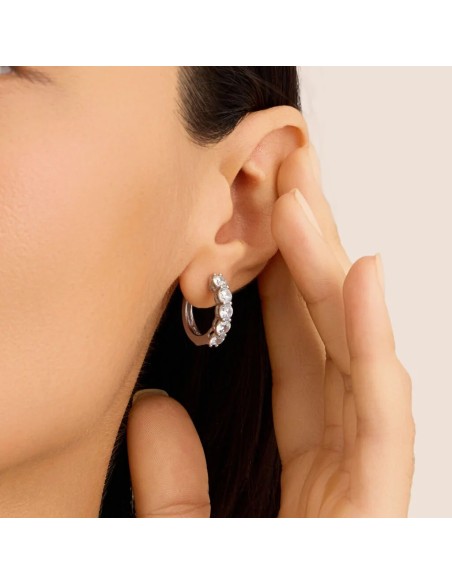 Orecchini A Cerchio Silver Elegance Argento Rodiato Cubic Zirconia